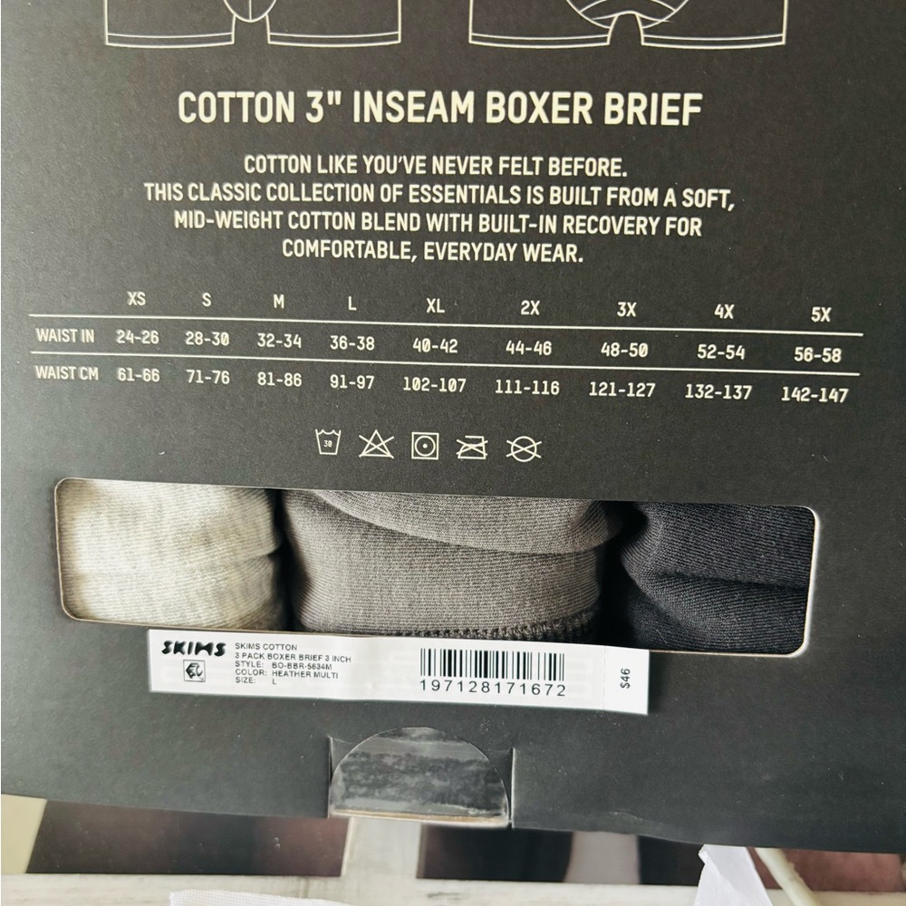 SKIMS NIB 3 Boxers Briefs for Men. Size L. 3”inseam. Very Comfortable - Picture 5 of 6
